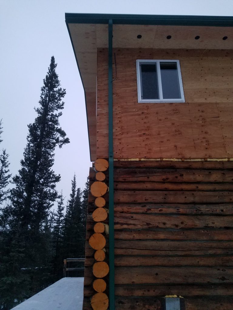 Corner of log cabin style house